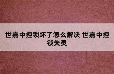 世嘉中控锁坏了怎么解决 世嘉中控锁失灵